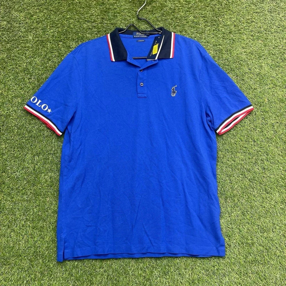 Polo Ralph Lauren Polo Shirt Mens Medium Horse Blue Short Sleeve Preppy NWT